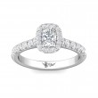 FlyerFit® 14K White Gold Shank And Platinum Top Micropave Halo Engagement Ring