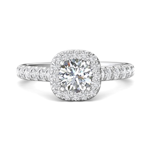 FlyerFit&reg; 14K White Gold Micropave Halo Engagement Ring