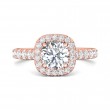 FlyerFit® 14K Pink Gold Micropave Halo Engagement Ring
