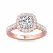 FlyerFit® 14K Pink Gold Micropave Halo Engagement Ring