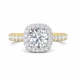 FlyerFit® 18K Yellow Gold Shank And White Gold Top Micropave Halo Engagement Ring