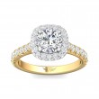 FlyerFit® 18K Yellow Gold Shank And White Gold Top Micropave Halo Engagement Ring