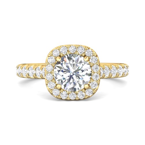 FlyerFit&reg; 18K Yellow Gold Micropave Halo Engagement Ring