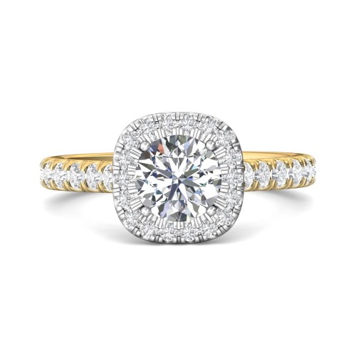FlyerFit&reg; 14K Yellow and 14K White Gold Micropave Halo Engagement Ring