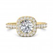 FlyerFit® 18K Yellow Gold Micropave Halo Engagement Ring