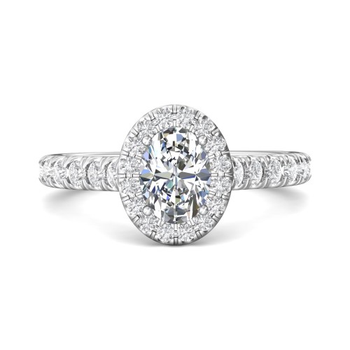 FlyerFit&reg; 14K White Gold Micropave Halo Engagement Ring