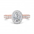 FlyerFit® 14K Pink Gold Shank And White Gold Top Micropave Halo Engagement Ring