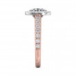 FlyerFit® 14K Pink Gold Shank And White Gold Top Micropave Halo Engagement Ring