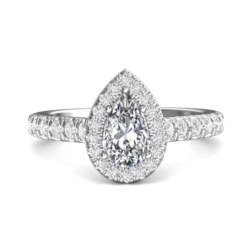FlyerFit&reg; 14K White Gold Micropave Halo Engagement Ring