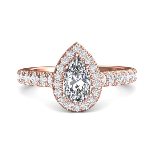 FlyerFit&reg; 18K Pink Gold Micropave Halo Engagement Ring
