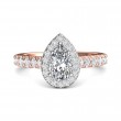 FlyerFit® 14K Pink Gold Shank And White Gold Top Micropave Halo Engagement Ring
