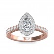 FlyerFit® 14K Pink Gold Shank And White Gold Top Micropave Halo Engagement Ring