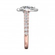 FlyerFit® 14K Pink Gold Shank And White Gold Top Micropave Halo Engagement Ring