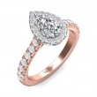 FlyerFit® 14K Pink Gold Shank And White Gold Top Micropave Halo Engagement Ring