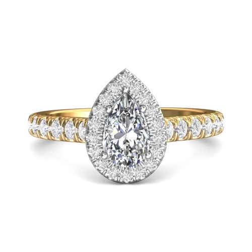 FlyerFit&reg; 14K Yellow and 14K White Gold Micropave Halo Engagement Ring
