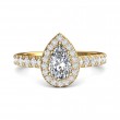 FlyerFit® 18K Yellow Gold Micropave Halo Engagement Ring
