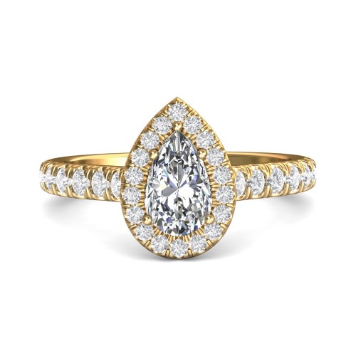 FlyerFit&reg; 18K Yellow Gold Micropave Halo Engagement Ring