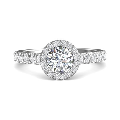 FlyerFit&reg; 14K White Gold Micropave Halo Engagement Ring