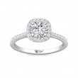 FlyerFit® 18K White Gold Micropave Halo Engagement Ring