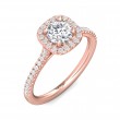FlyerFit® 14K Pink Gold Micropave Halo Engagement Ring