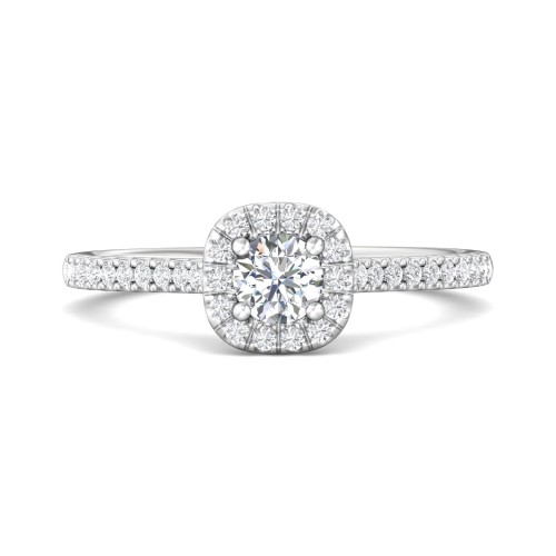 FlyerFit&reg; Platinum Micropave Halo Engagement Ring