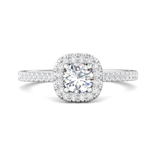 FlyerFit&reg; 18K White Gold Micropave Halo Engagement Ring