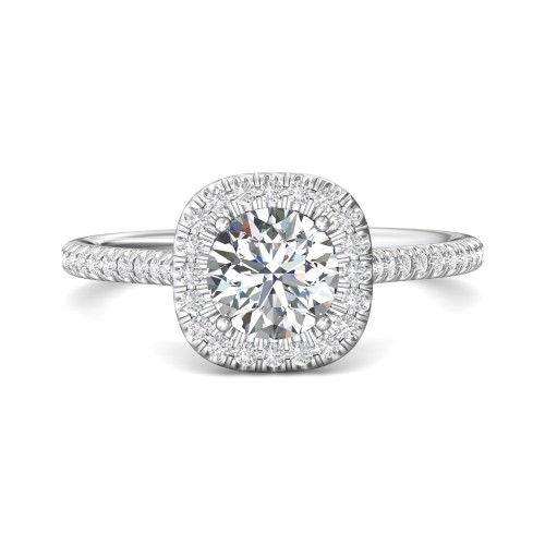 FlyerFit&reg; 18K White Gold Micropave Halo Engagement Ring