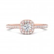 FlyerFit® 18K Pink Gold Micropave Halo Engagement Ring