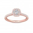 FlyerFit® 18K Pink Gold Micropave Halo Engagement Ring