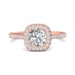 FlyerFit® 18K Pink Gold Micropave Halo Engagement Ring