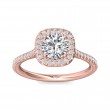 FlyerFit® 18K Pink Gold Micropave Halo Engagement Ring
