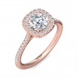 FlyerFit® 18K Pink Gold Micropave Halo Engagement Ring