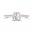 FlyerFit® 18K Pink Gold Shank And White Gold Top Micropave Halo Engagement Ring