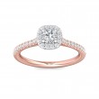 FlyerFit® 18K Pink Gold Shank And White Gold Top Micropave Halo Engagement Ring
