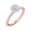 FlyerFit® 18K Pink Gold Shank And White Gold Top Micropave Halo Engagement Ring