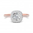 FlyerFit® 14K Pink Gold Shank And White Gold Top Micropave Halo Engagement Ring