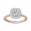 FlyerFit® 14K Pink Gold Shank And White Gold Top Micropave Halo Engagement Ring