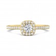 FlyerFit® 18K Yellow Gold Micropave Halo Engagement Ring