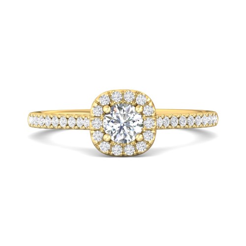 FlyerFit&reg; 14K Yellow Gold Micropave Halo Engagement Ring