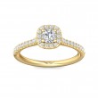 FlyerFit® 18K Yellow Gold Micropave Halo Engagement Ring