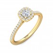 FlyerFit® 18K Yellow Gold Micropave Halo Engagement Ring