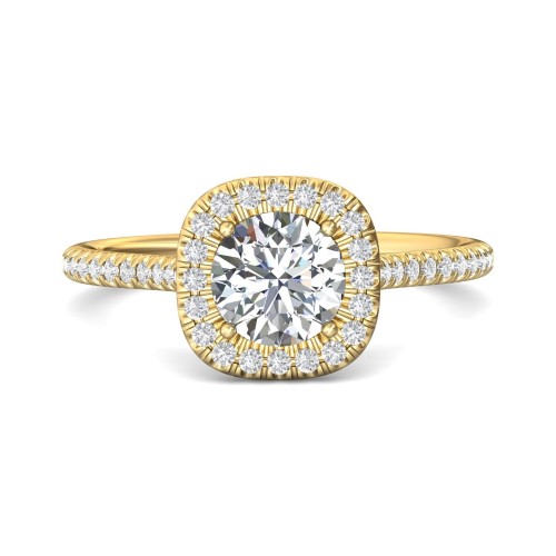 FlyerFit&reg; 14K Yellow Gold Micropave Halo Engagement Ring