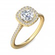 FlyerFit® 18K Yellow Gold Micropave Halo Engagement Ring