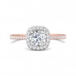 FlyerFit® 18K Pink Gold Shank And White Gold Top Micropave Halo Engagement Ring