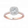 FlyerFit® 18K Pink Gold Shank And White Gold Top Micropave Halo Engagement Ring