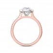 FlyerFit® 18K Pink Gold Shank And White Gold Top Micropave Halo Engagement Ring