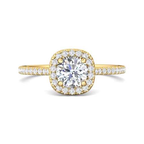 FlyerFit&reg; 14K Yellow Gold Micropave Halo Engagement Ring