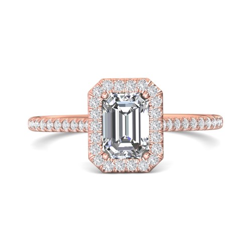 FlyerFit&reg; 14K Pink Gold Micropave Halo Engagement Ring