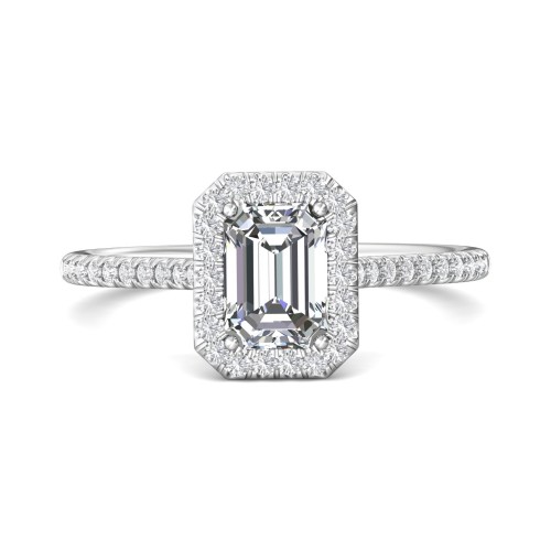 FlyerFit&reg; 18K White Gold Micropave Halo Engagement Ring