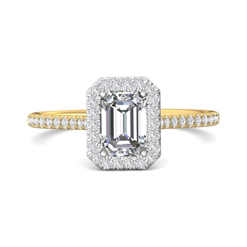 FlyerFit&reg; 14K Yellow and 14K White Gold Micropave Halo Engagement Ring